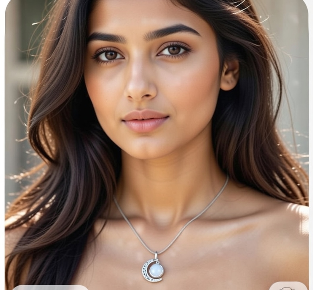 Moonlit Azure Crescent Necklace