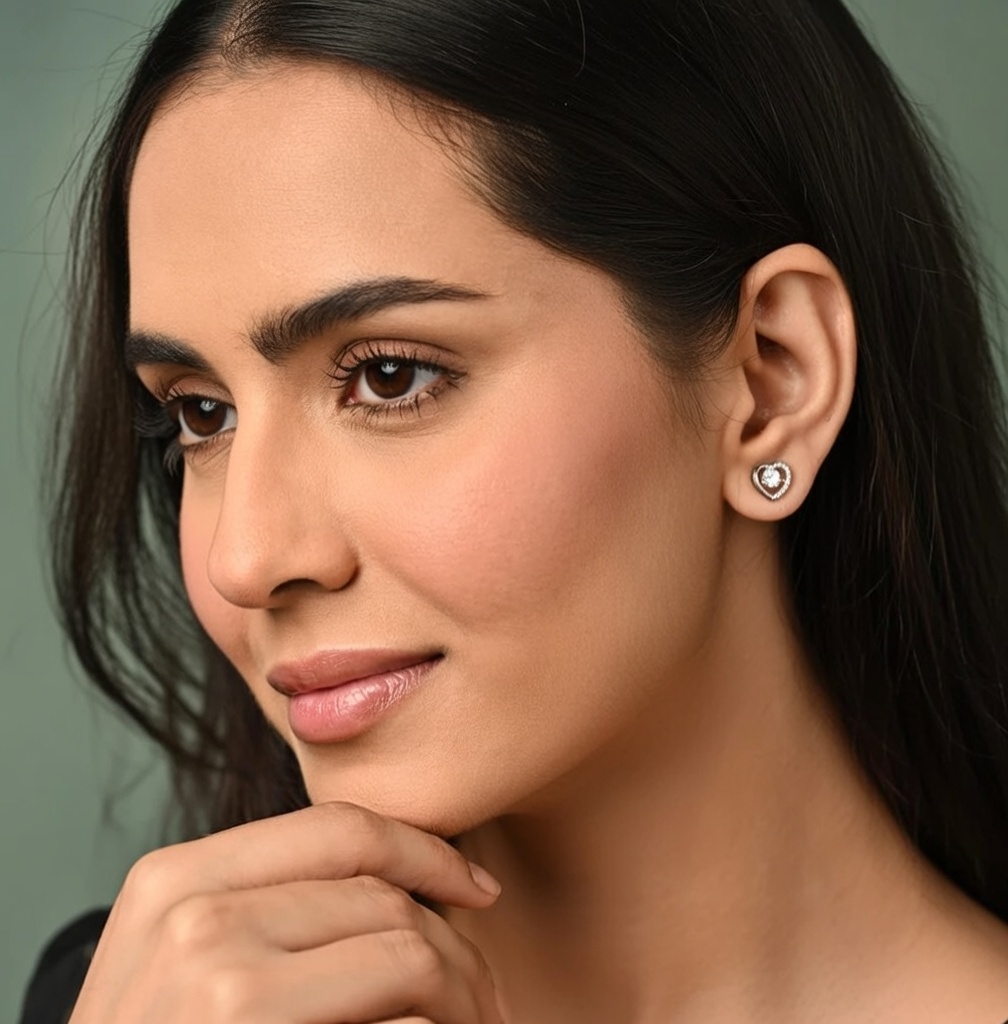 Eternal Heart Diamond Stud Earrings