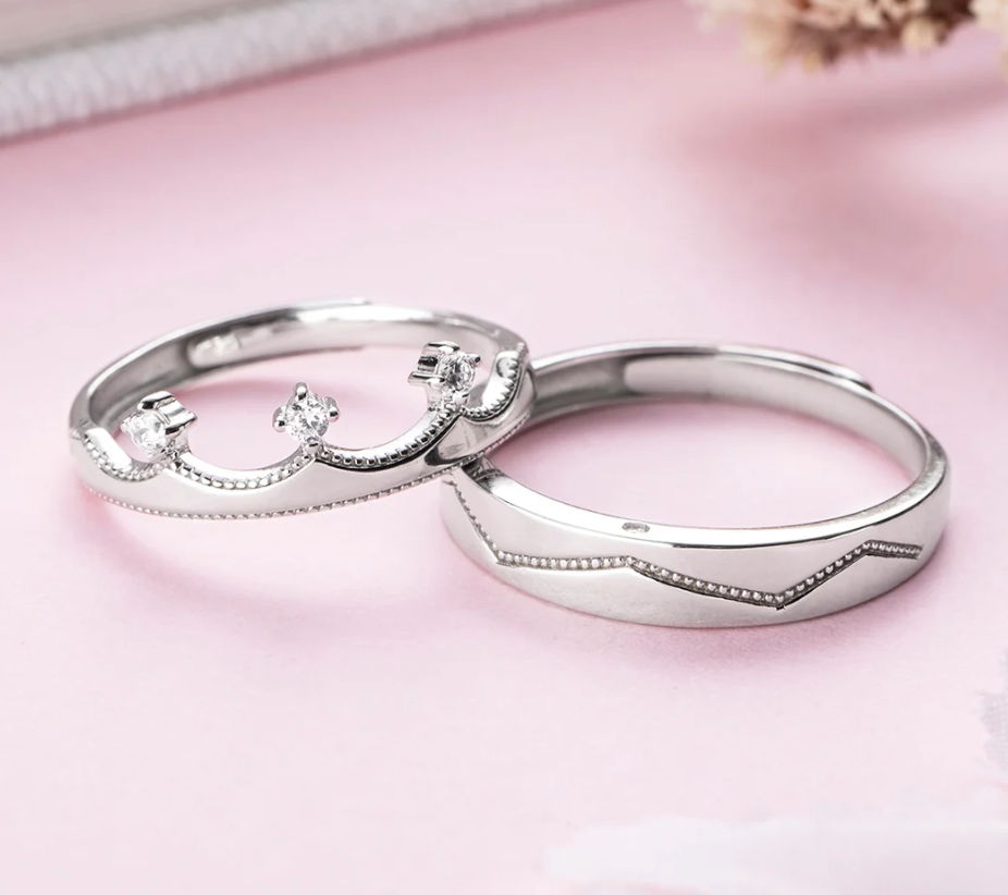 Heart & Line Unity Couple Rings
