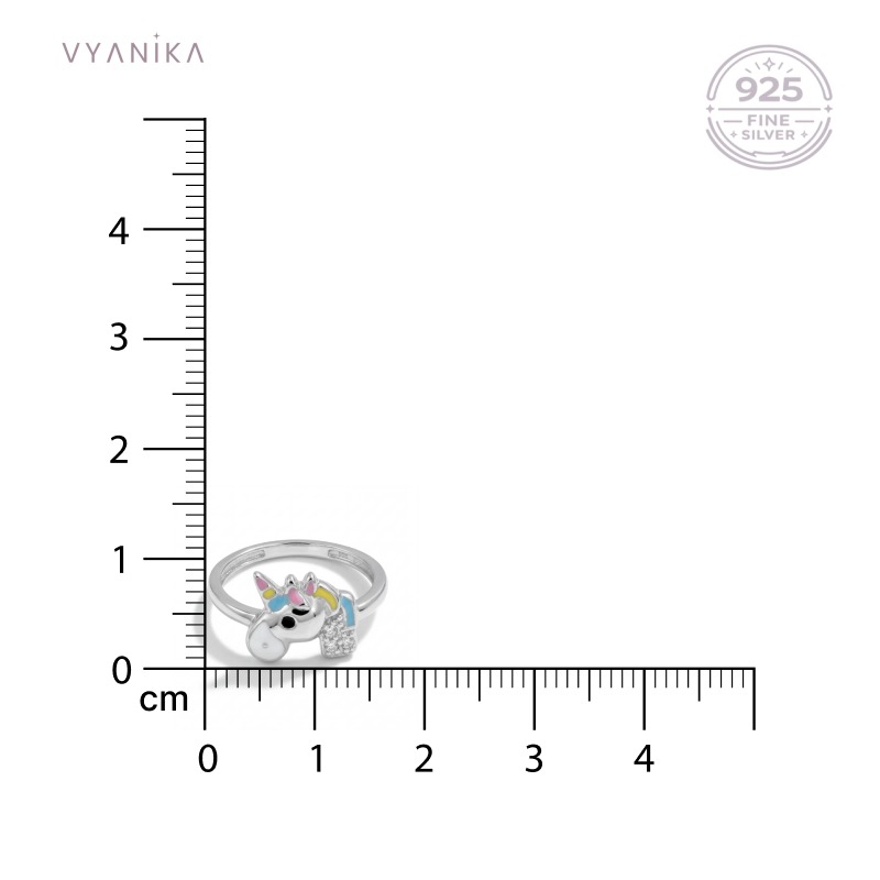 Vyanika Dreamy Unicorn Sparkle Silver Ring