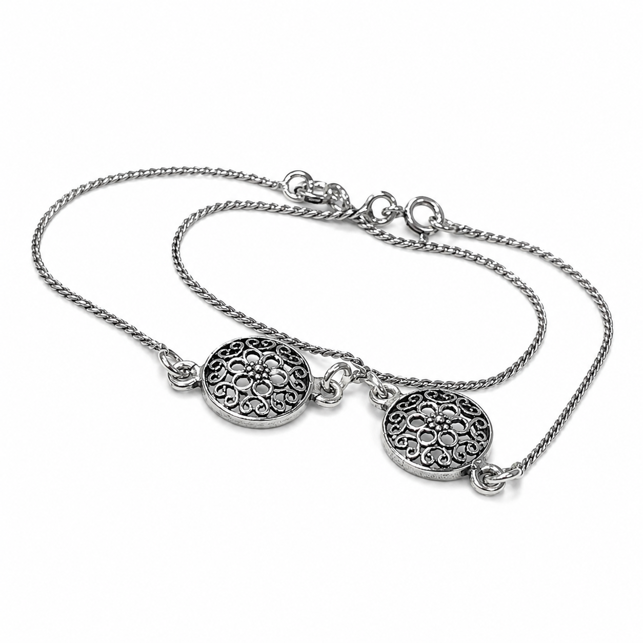 Vyanika Floral Filigree 925 Silver Anklet for Kids