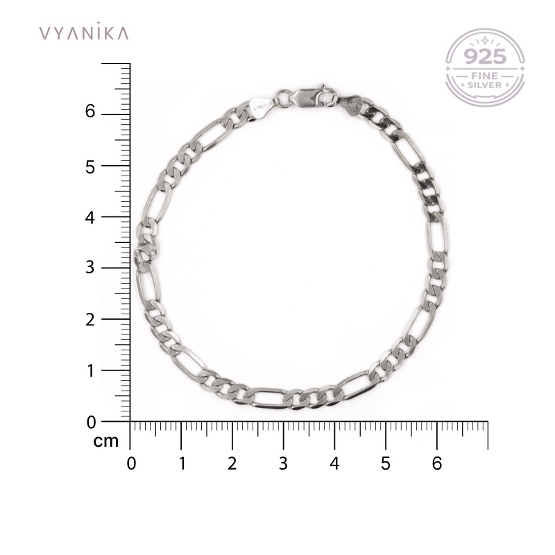 Vyanika Men’s Silver Figaro Chain Bracelet