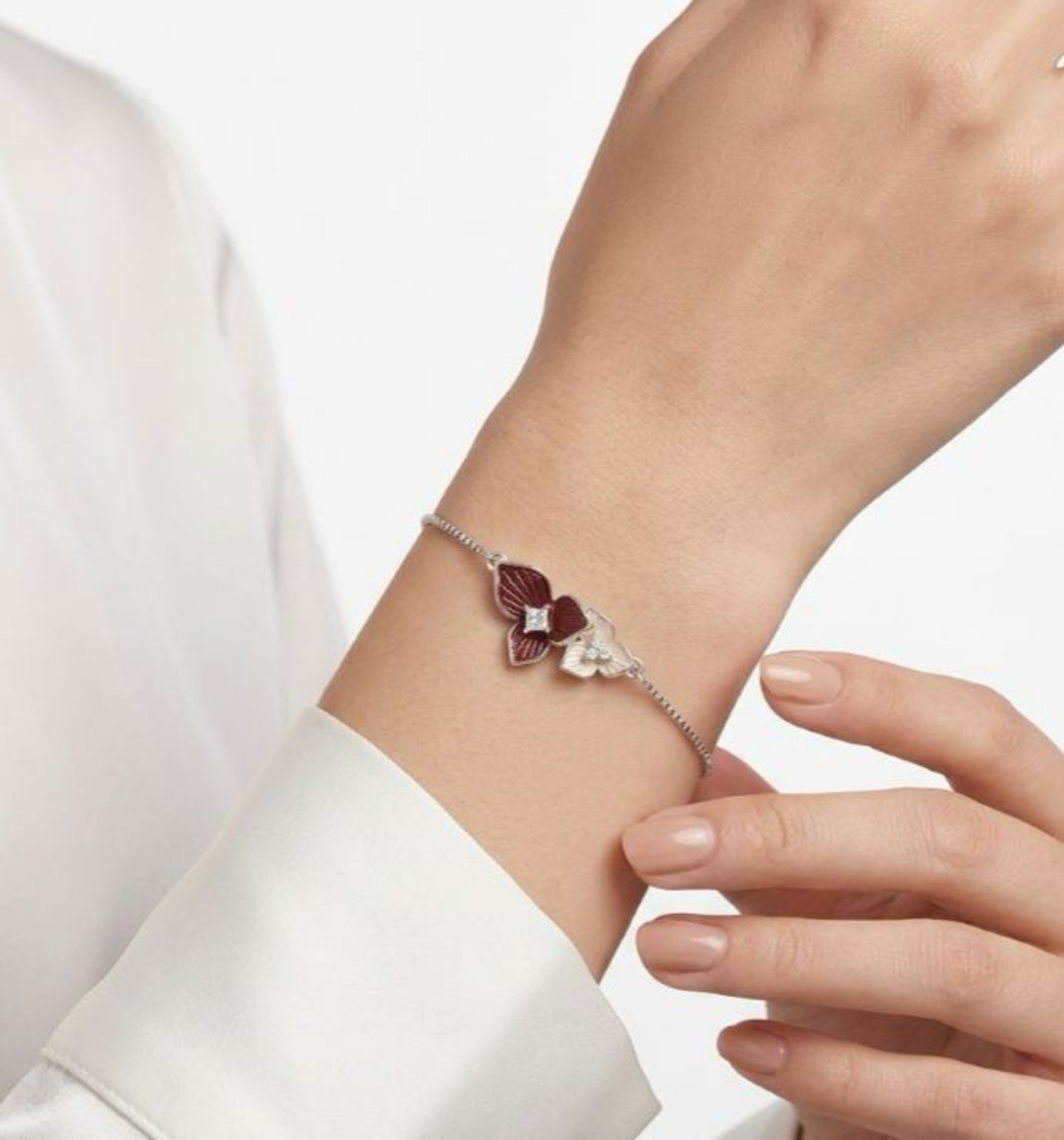 Vyanika Ruby Petal Dual Bloom Bracelet