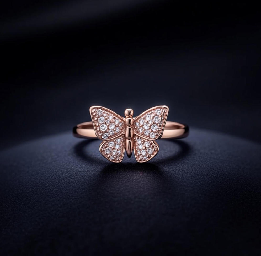 Flutter Rose Gold Butterfly Ring