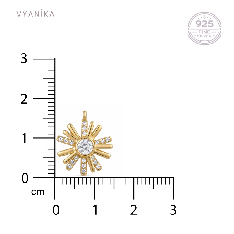 Vyanika Radiant Sunburst Crystal Silver Pendant
