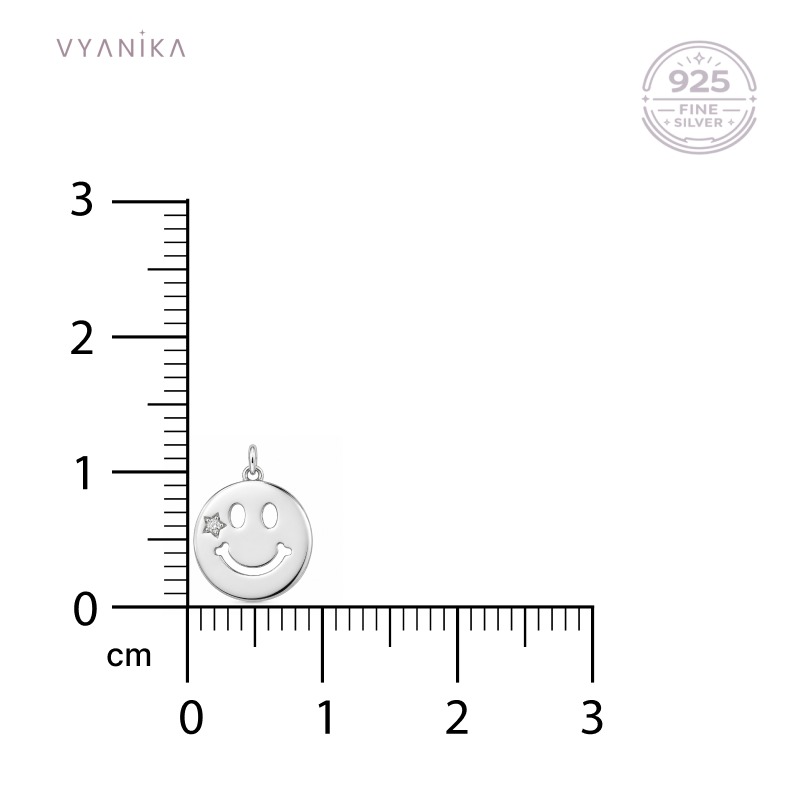 Vyanika Smiley Charm Silver Pendant