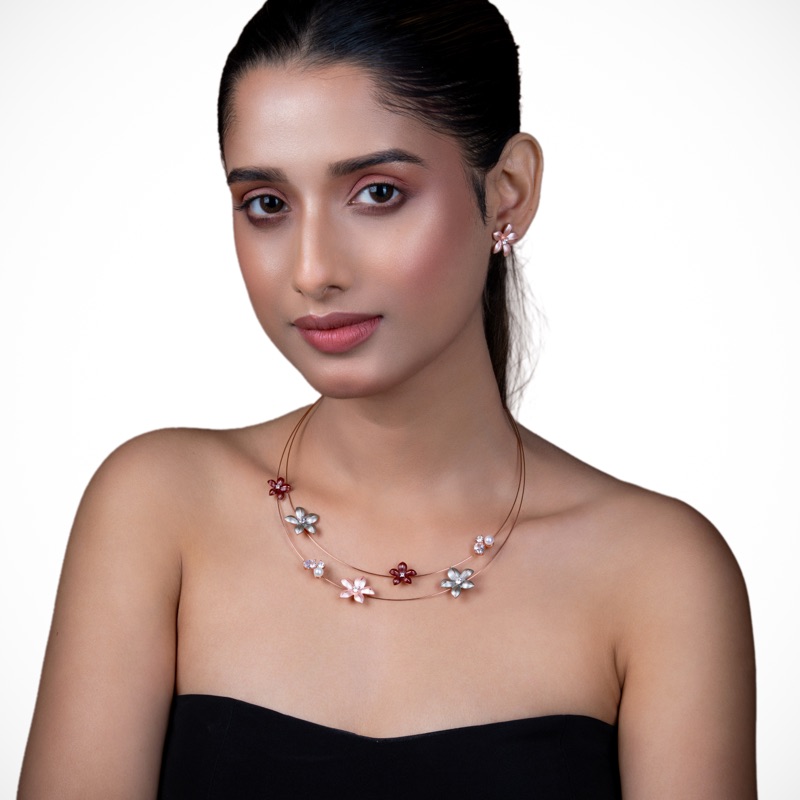 Floria Whisper Multi-Flower Necklace & Earrings Set
