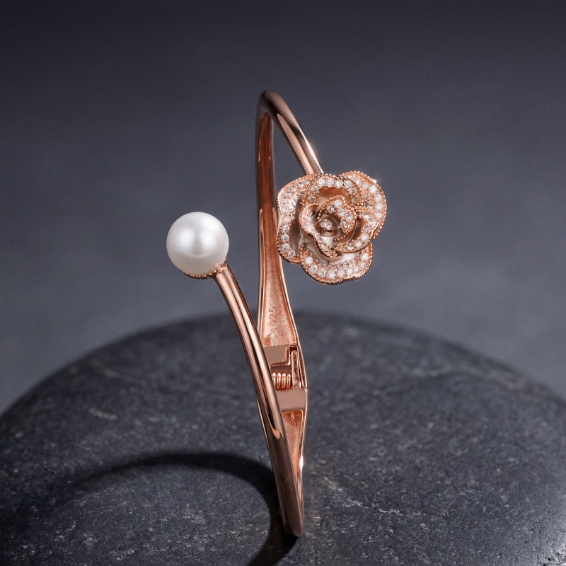 Vyanika Rose Pearl Luxe Cuff Bracelet