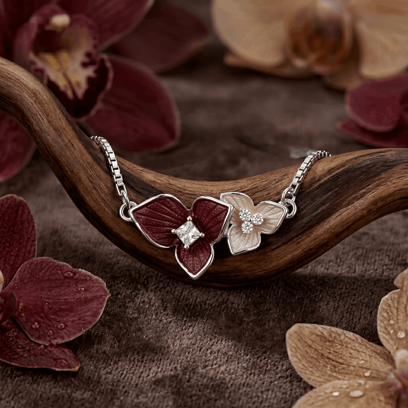 Vyanika Ruby Petal Dual Bloom Bracelet