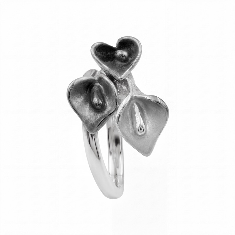 Vyanika Silver Abstract Bloom Ring