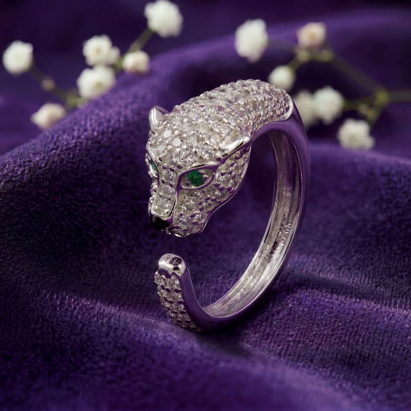 Vyanika Panther Luxe Ring – Crystal Studded