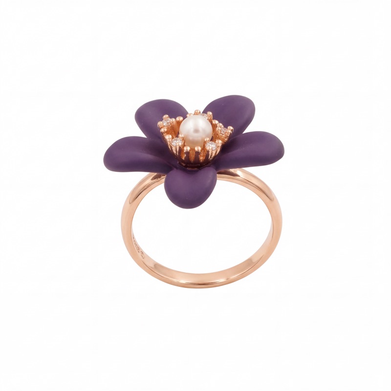Vyanika Amethyst Bloom Pearl Ring