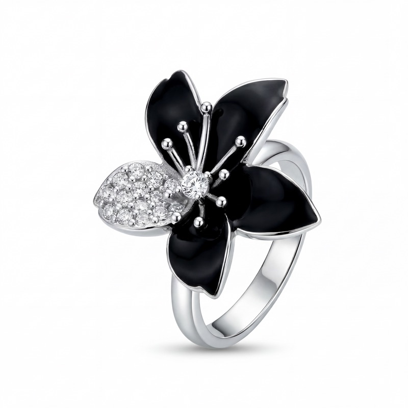Vyanika Midnight Bloom Statement Ring