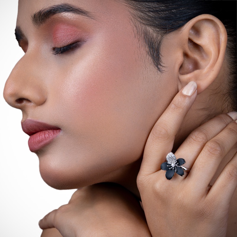 Vyanika Midnight Bloom Statement Ring