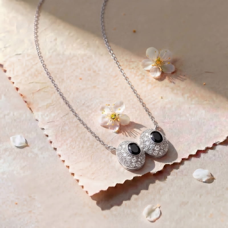 Vyanika Noir Twin Halo Crystal Pendant