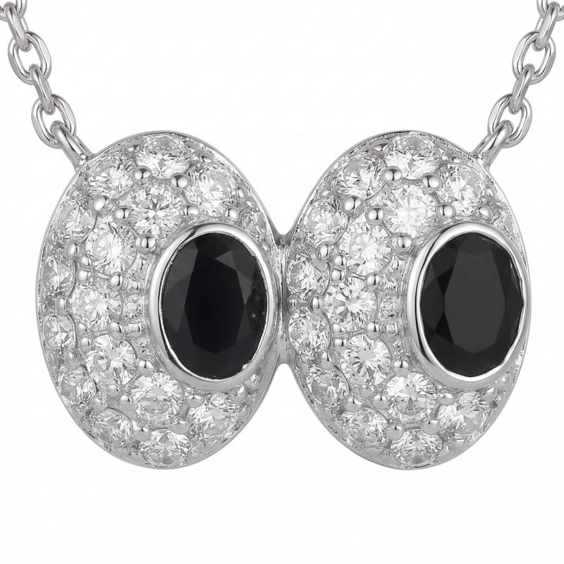 Vyanika Noir Twin Halo Crystal Pendant