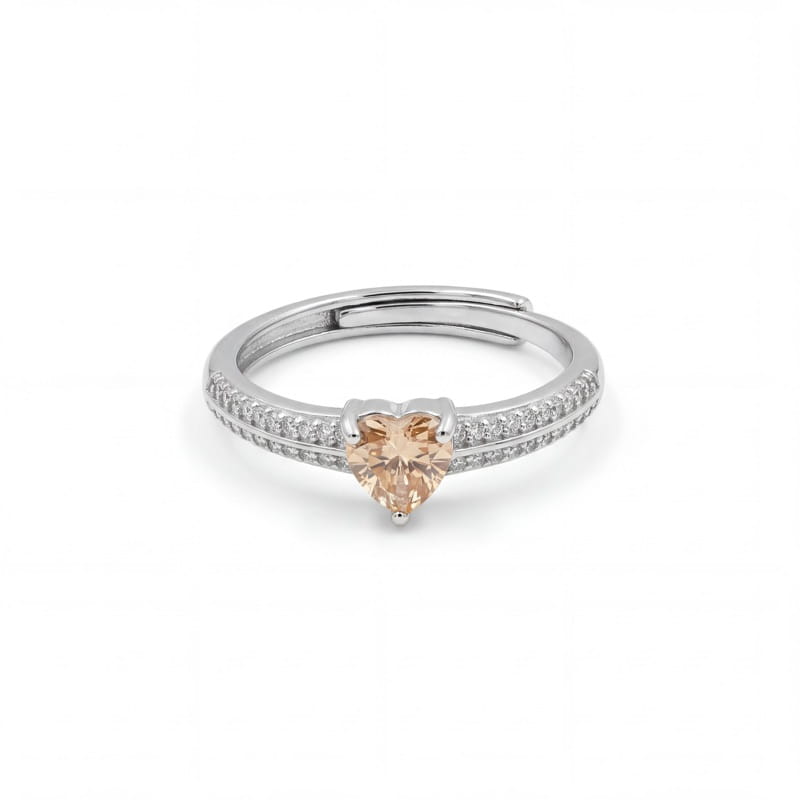 Vyanika Blush Heart Halo Sparkle Silver Ring