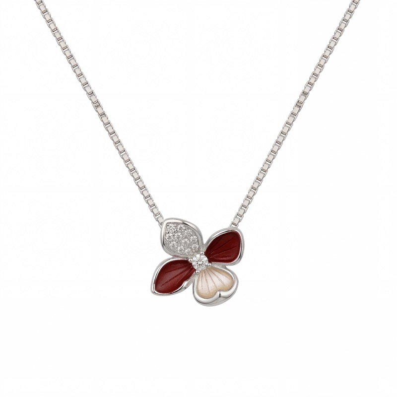 Vyanika Crimson Butterfly Bracelet– Silver Elegance