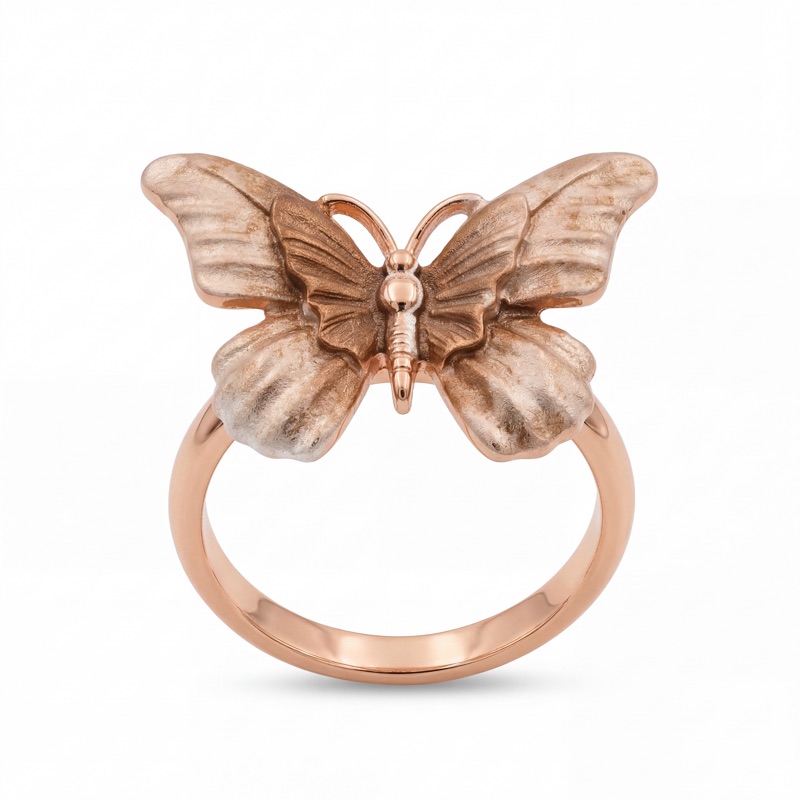 Vyanika Rose Gold Butterfly Statement Ring