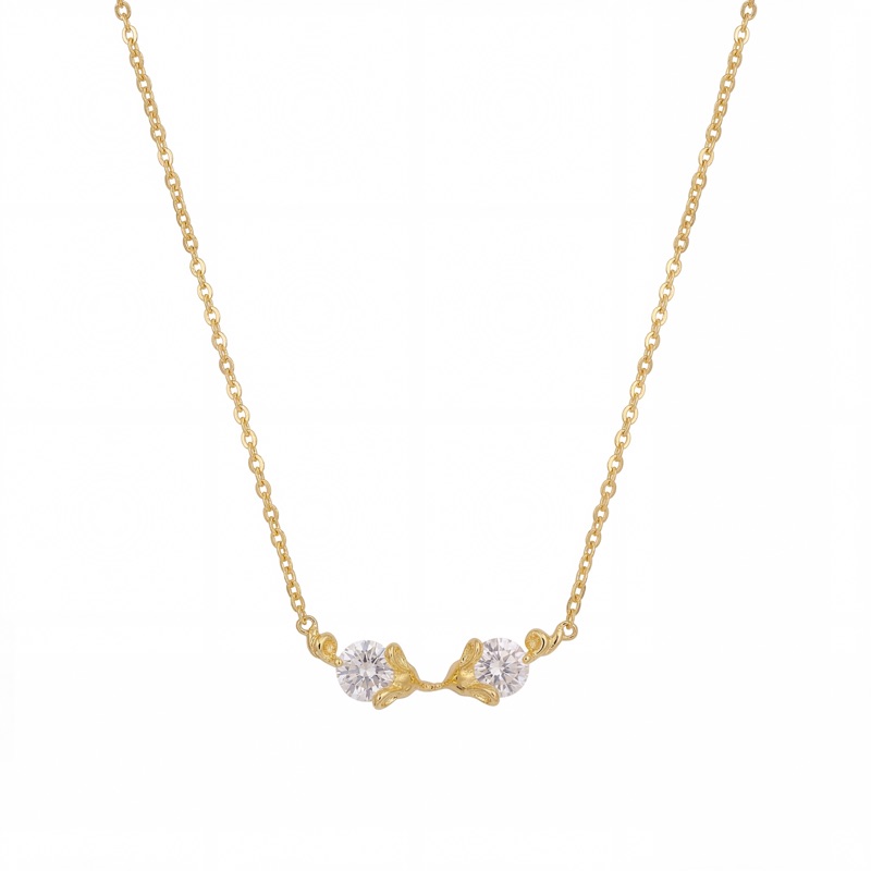 Vyanika Twin Radiance Crystal Charm Pendant Necklace