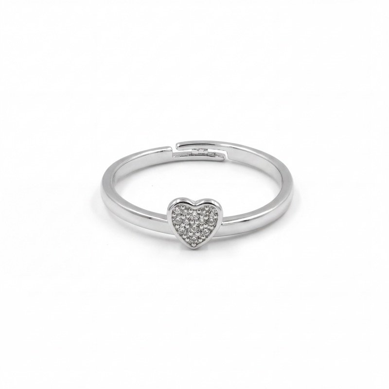Vyanika Dainty Heart Sparkle Silver Ring