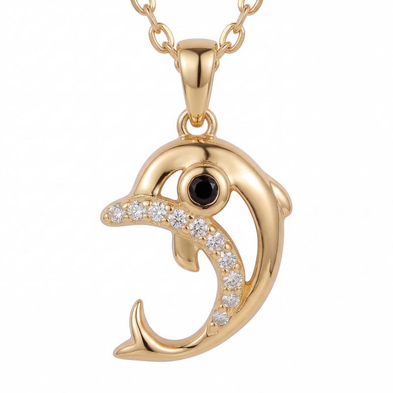 Vyanika Golden Dolphin Charm Pendant