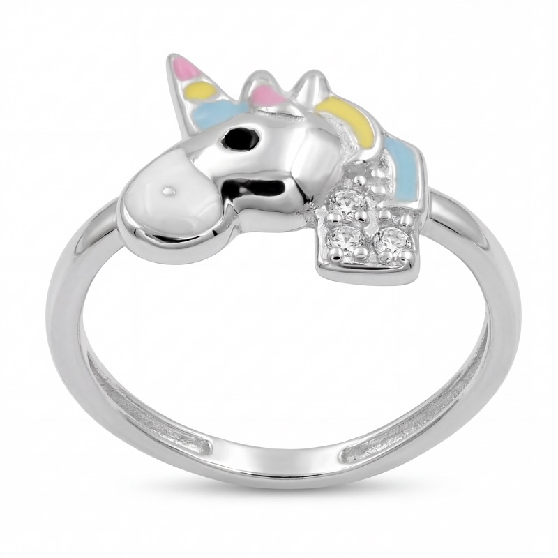 Vyanika Dreamy Unicorn Sparkle Silver Ring
