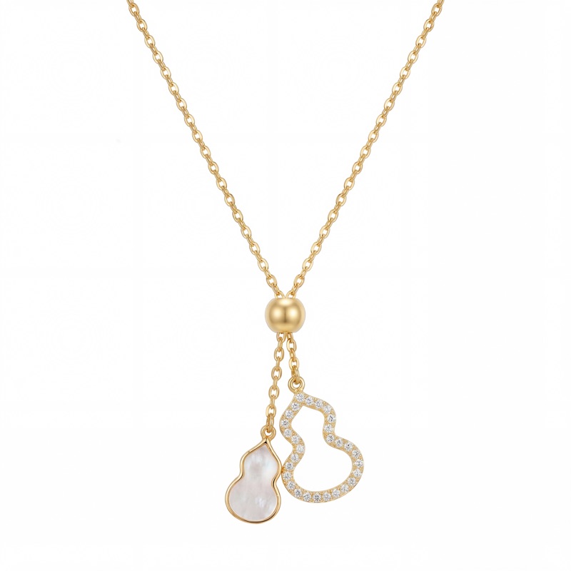 Vyanika Dual Heart Pearl Drop Pendant Necklace