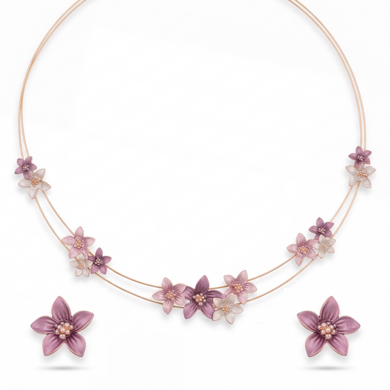 Vyanika Blossom Luxe Necklace Set – Floral Pink Elegance