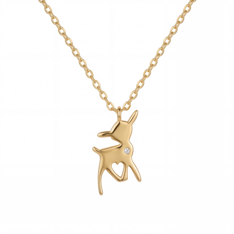 Vyanika Golden Deer Charm Pendant Necklace