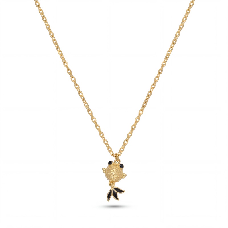 Vyanika Golden Koi Fish Charm Pendant Necklace