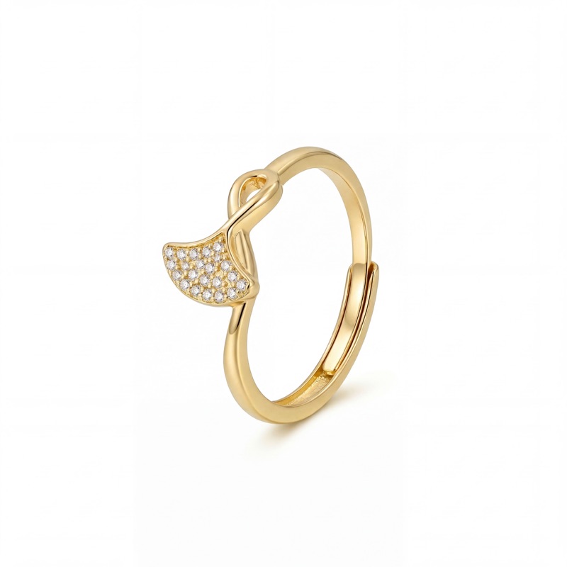 Vyanika Golden Leaf Spark Ring