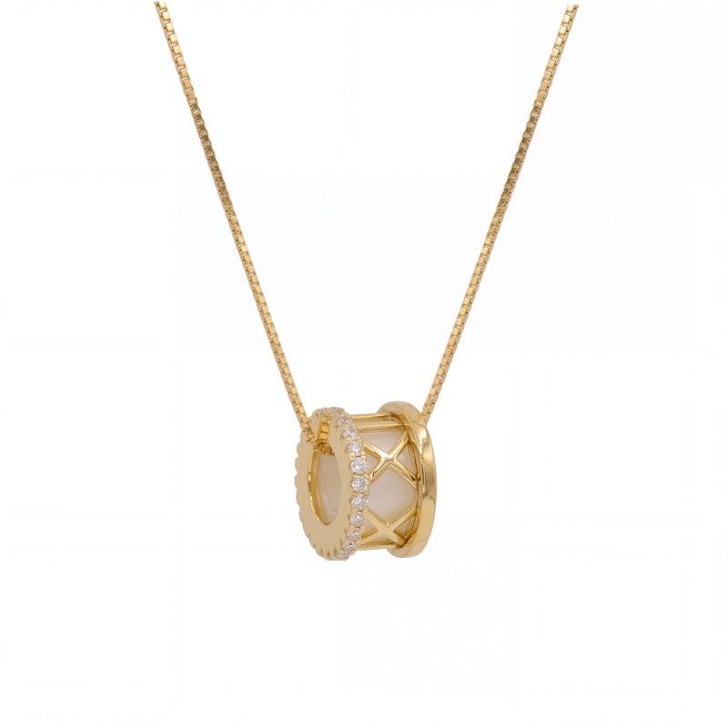 Vyanika Golden Halo Barrel Necklace