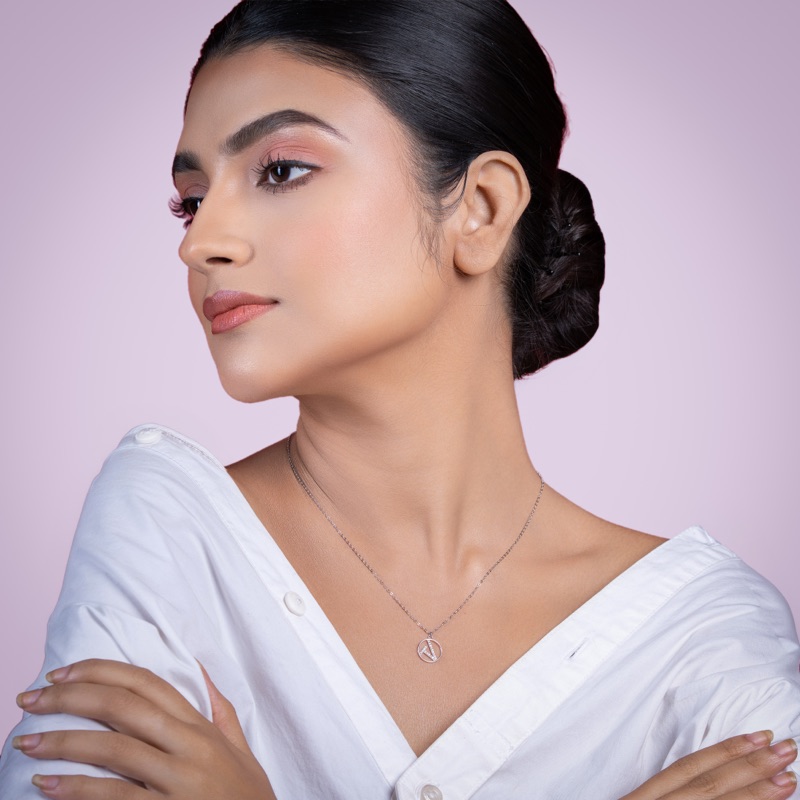 Vyanika Sparkling Initial A Pendant Necklace