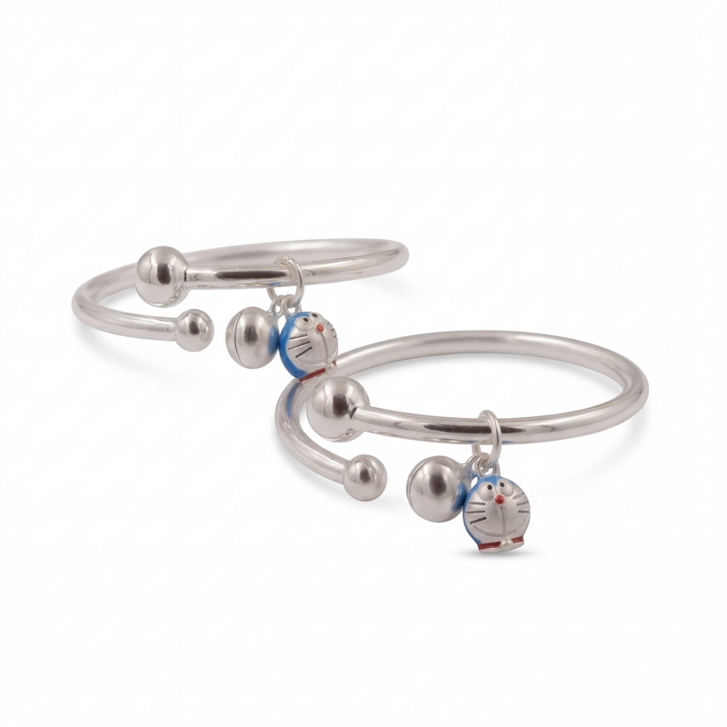 Vyanika Kids Silver Cartoon Charm Kada Bracelet