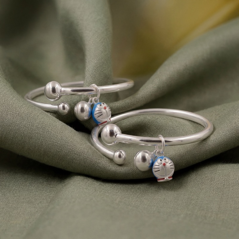 Vyanika Kids Silver Cartoon Charm Kada Bracelet