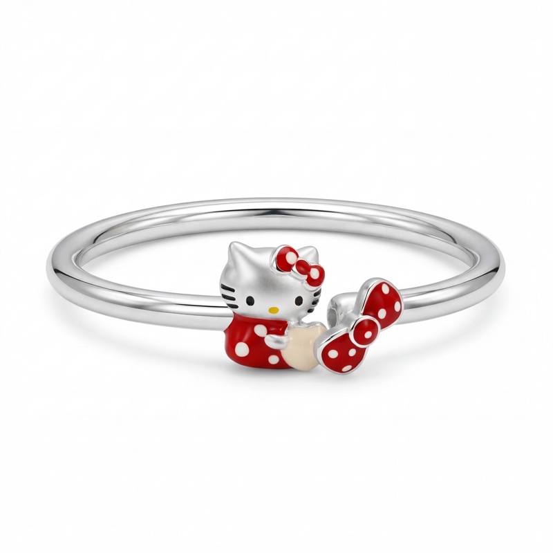 Vyanika Kids Silver Kitty Charm Kada Bracelet