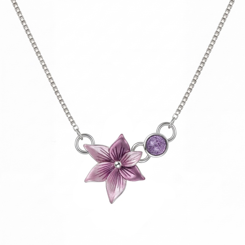 Vyanika Lavender Bloom Bracelet – Silver Floral Charm