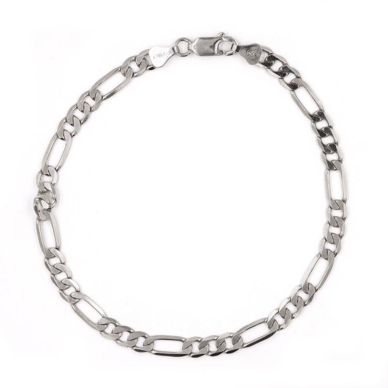 Vyanika Men’s Silver Figaro Chain Bracelet