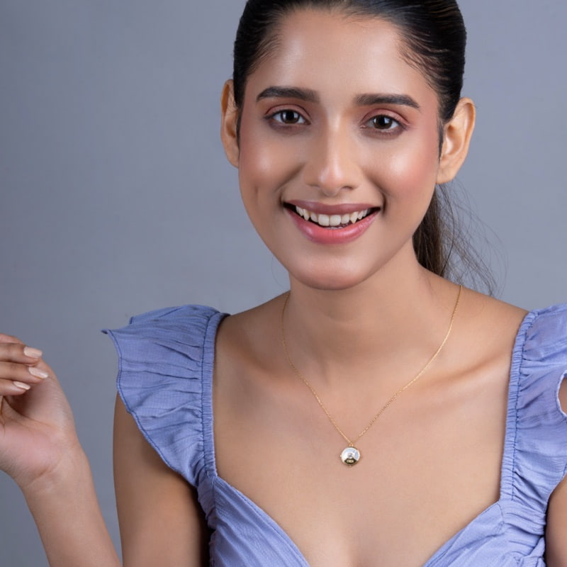 Vyanika Luna Halo Mother of Pearl Pendant Necklace