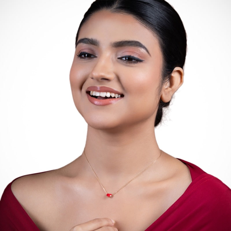 Vyanika Scarlet Heart Pendant Necklace