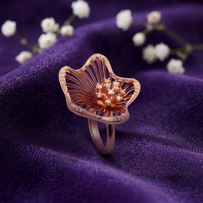 Vyanika Rose Bloom Sculpted Ring