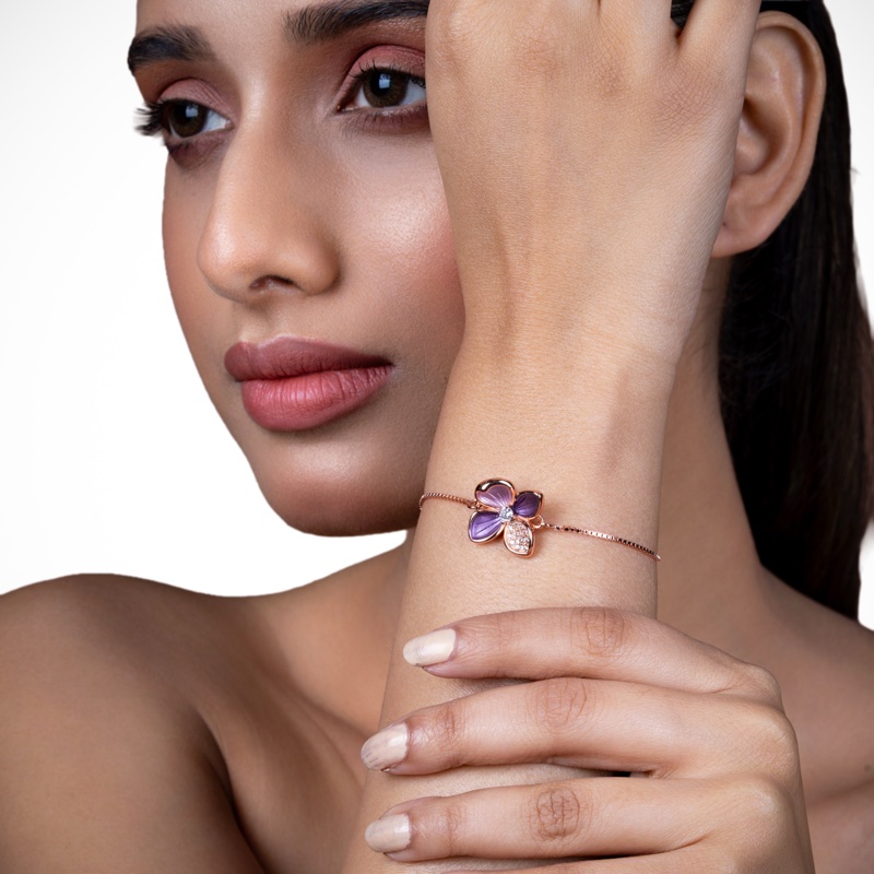 Vyanika Rose Gold Lavender Blossom Bracelet
