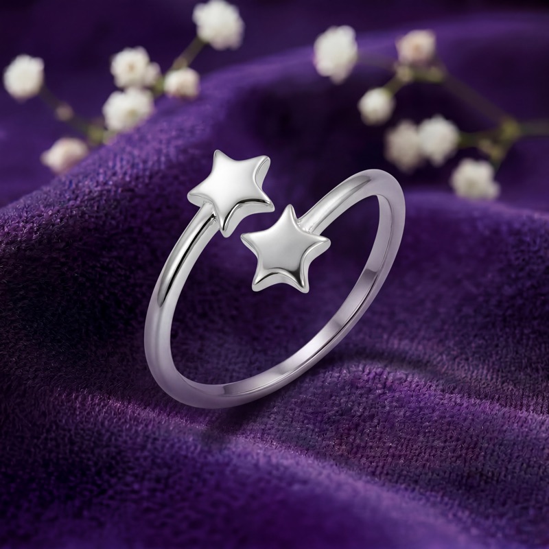 Vyanika Twin Star Open Adjustable Ring