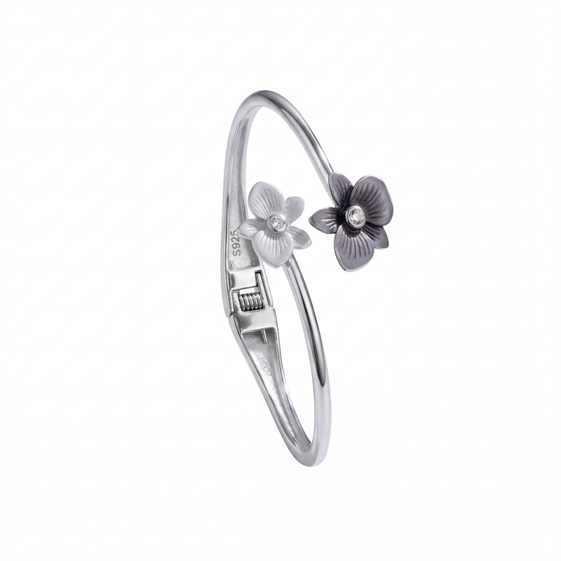 Vyanika Silver Twin Blossom Bracelet