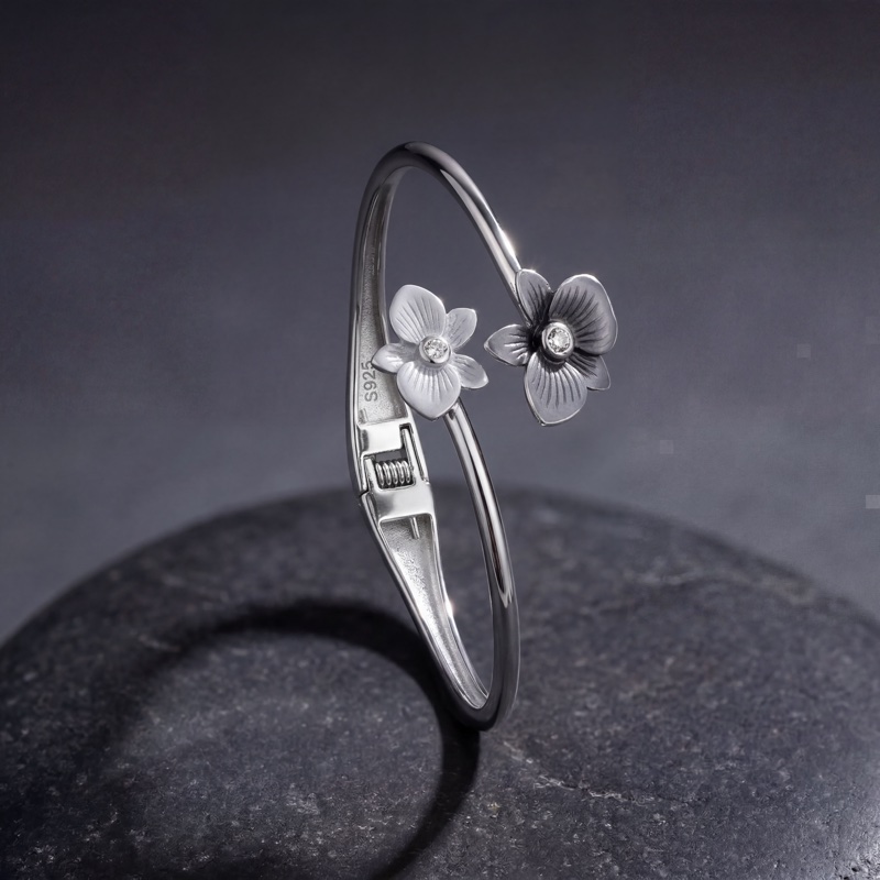 Vyanika Silver Twin Blossom Bracelet