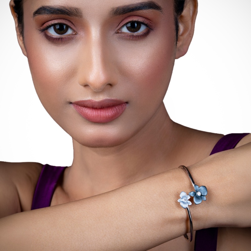 Vyanika Silver Twin Blossom Bracelet