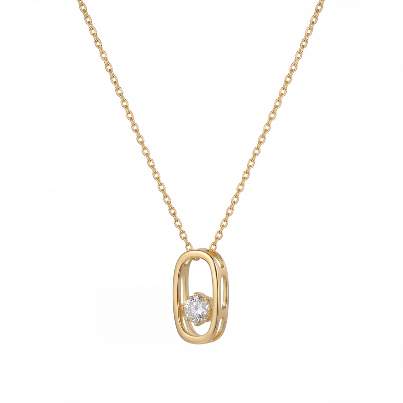 Vyanika Aura Solitaire Frame Pendant Necklace