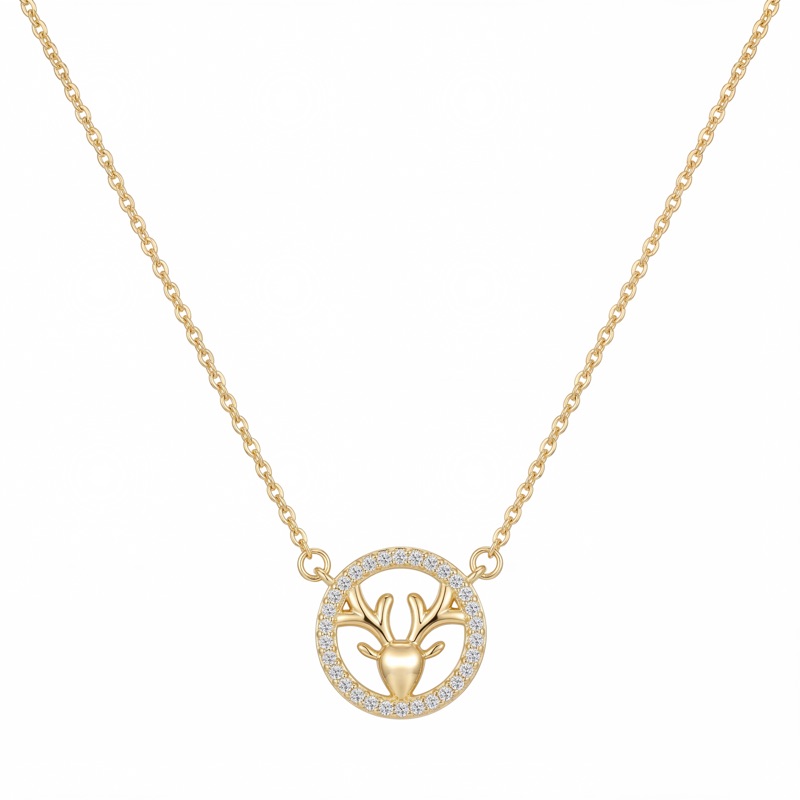 Vyanika Stag Charm Pendant Necklace