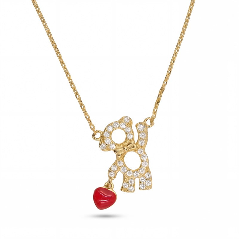 Vyanika Sparkling Teddy Love Pendant Necklace